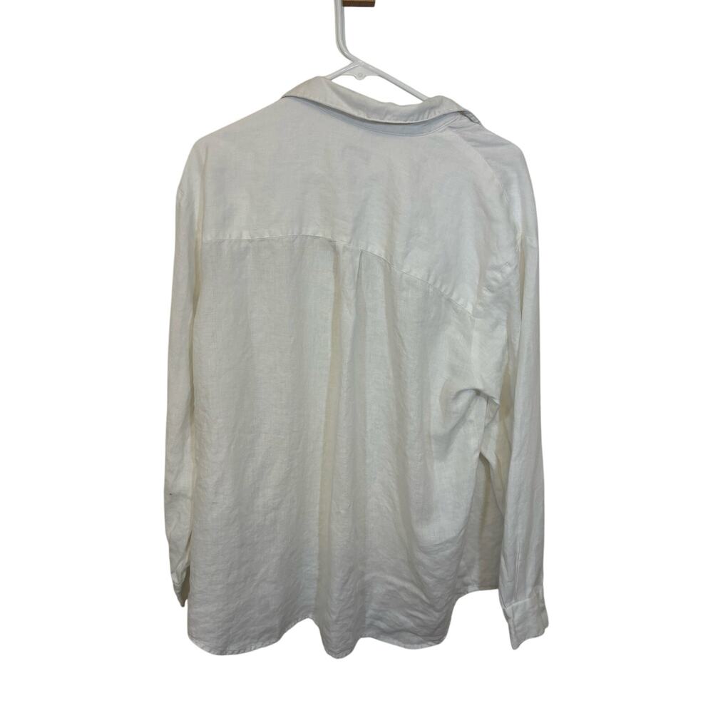 Liz Sport 100% Linen Relaxed Buttoned 3/4 Sleeve Shirt SZ L Casual Coastal Top - Picture 5 of 5